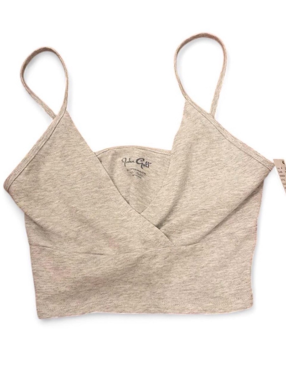 Brandy Melville Grey Crossover V-Neck Cropped Cami